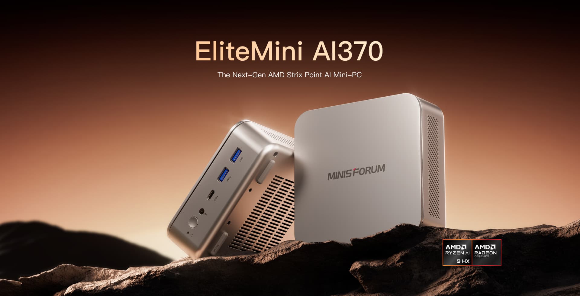 AI Ryzen EliteMini Minisforum ミニPC HX Mini A In iGPU AMD Powerful Most The Look, First Ai370 EliteMini 370 ミニPC